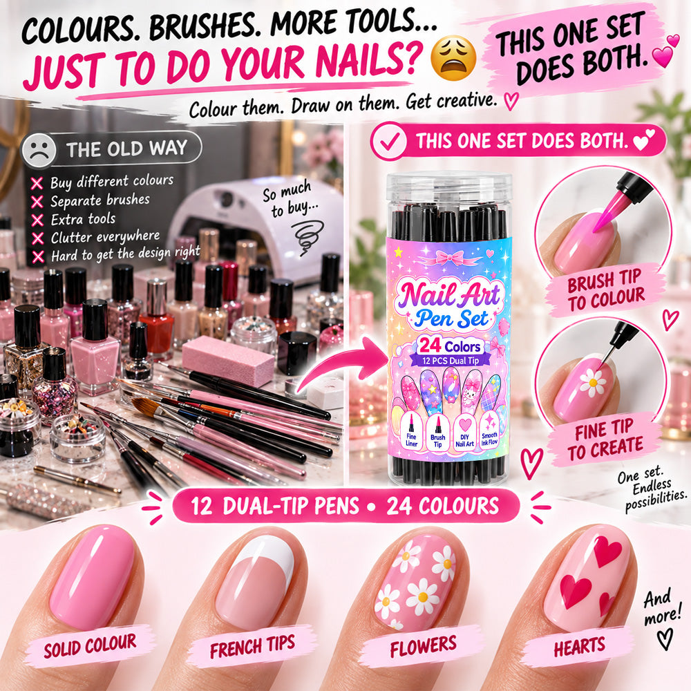 💅 LIMITED‑TIME 50% OFF! 💥 24 Colors Dual Ended Nail Art Pens Set – Creative, Salon‑Quality, Easy DIY ✨