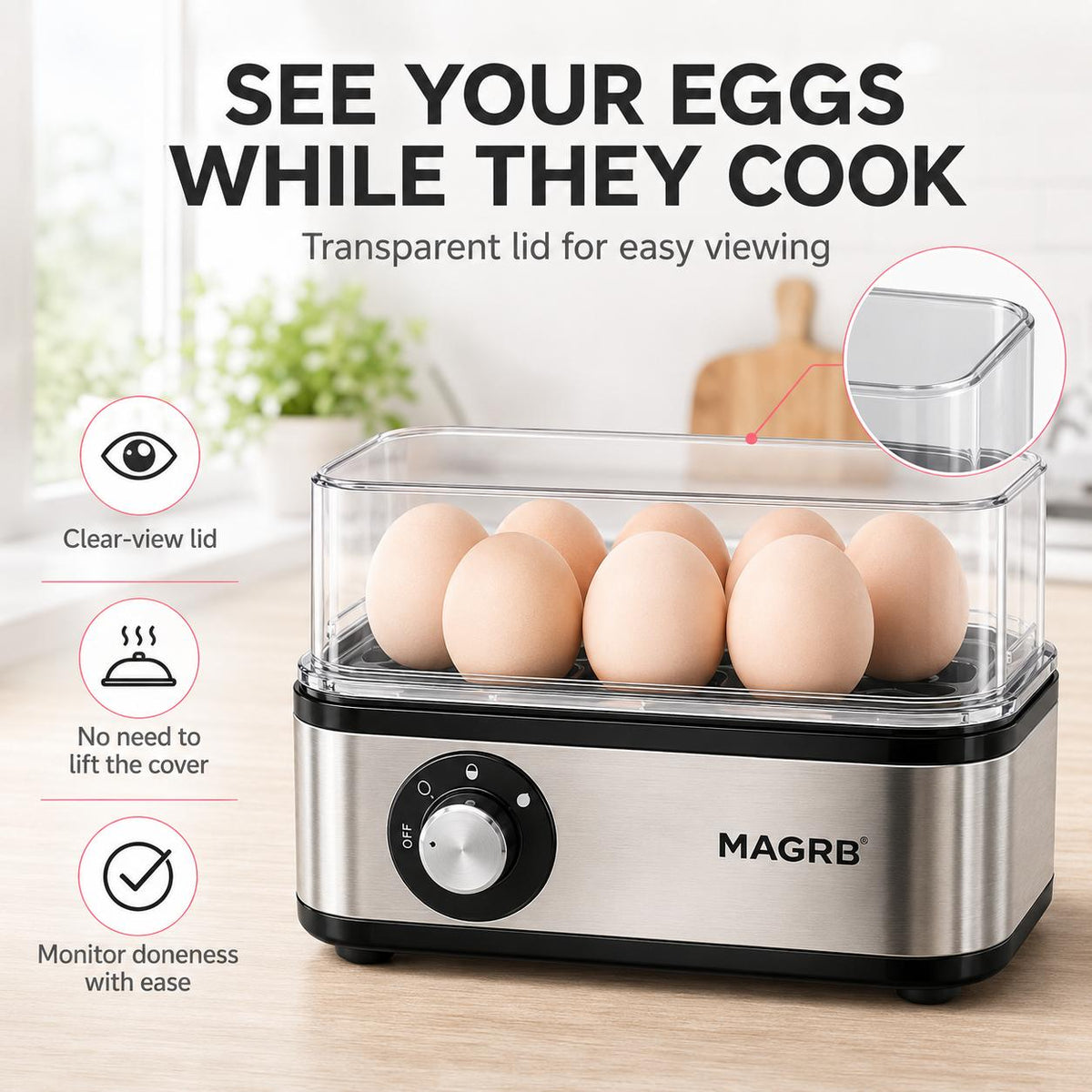 🎄 Christmas Special Offer🥚Multifunctional Egg Steamer with Clear Lid