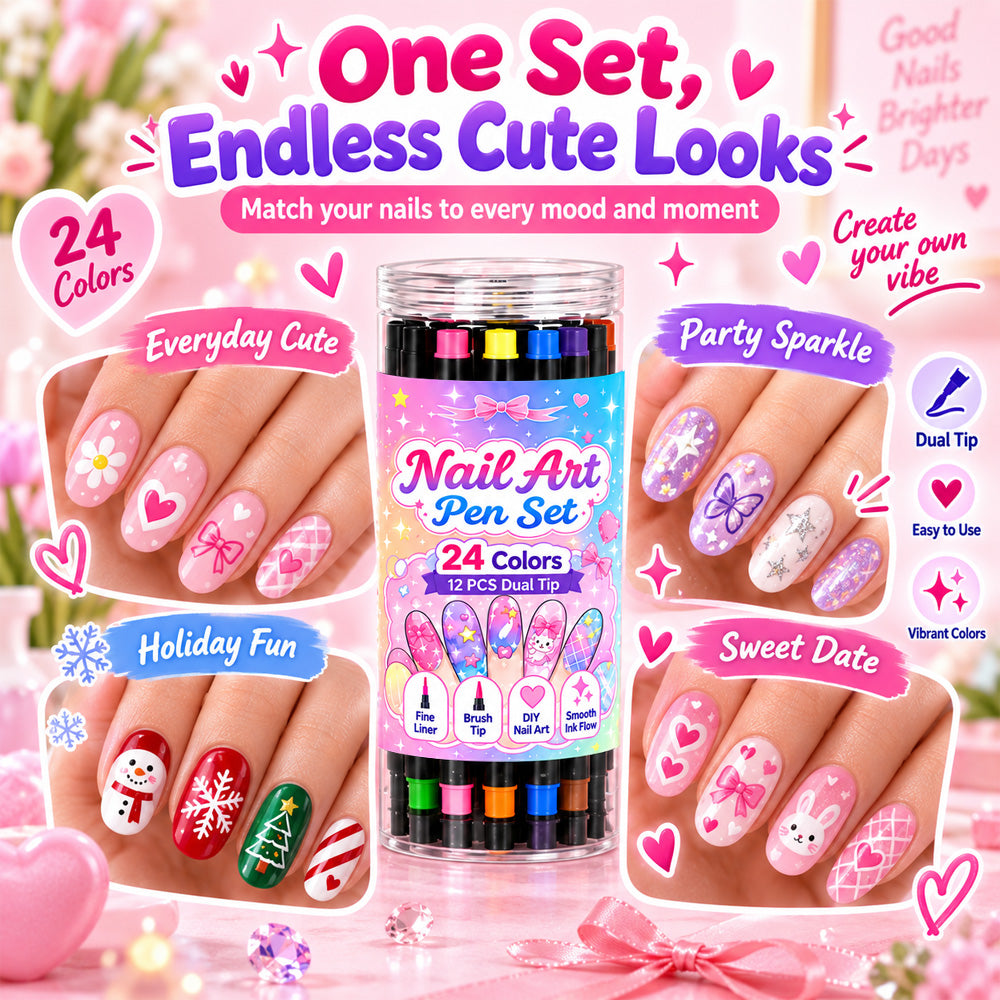 💅 LIMITED‑TIME 50% OFF! 💥 24 Colors Dual Ended Nail Art Pens Set – Creative, Salon‑Quality, Easy DIY ✨