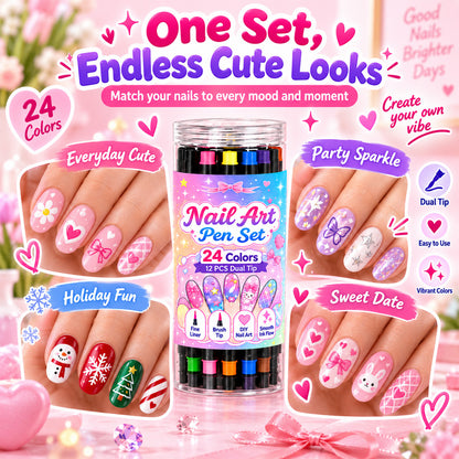 💅 LIMITED‑TIME 50% OFF! 💥 24 Colors Dual Ended Nail Art Pens Set – Creative, Salon‑Quality, Easy DIY ✨