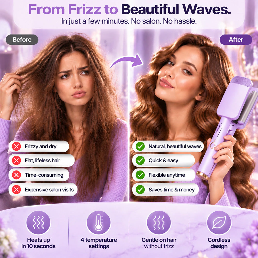 🎄 Christmas Early Bird Offer – 50% OFF!💐 Wavy Curling Iron – Salon shine & heat protection