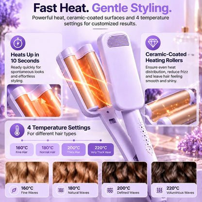 🎄 Christmas Early Bird Offer – 50% OFF!💐 Wavy Curling Iron – Salon shine & heat protection