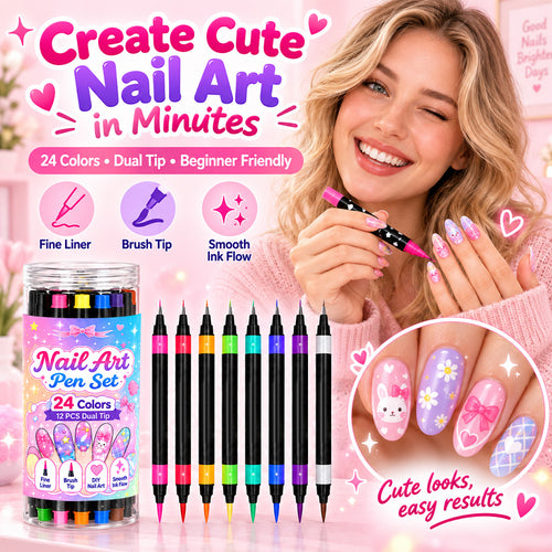 💅 LIMITED‑TIME 50% OFF! 💥 24 Colors Dual Ended Nail Art Pens Set – Creative, Salon‑Quality, Easy DIY ✨