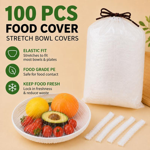 ❄️ 100 Stück Frischhaltehauben, Elastische Abdeckungen für Schüsseln & Teller, Alternative zu Frischhaltefolie, für Lebensmittel & Reste