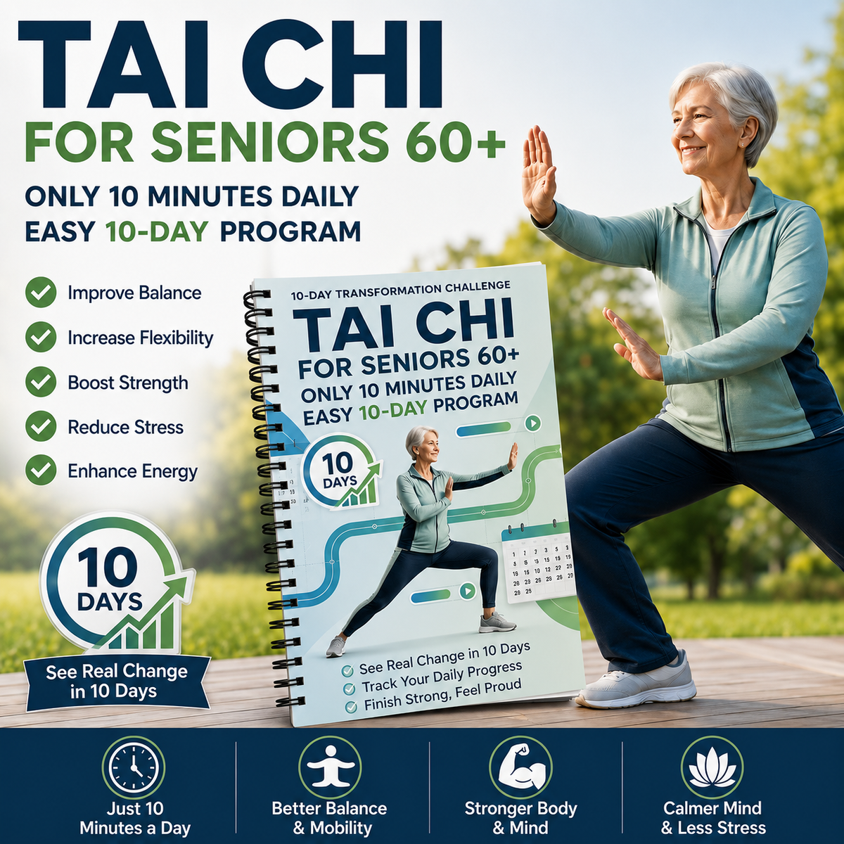 ☯️10 Days of Tai Chi – 10 Minutes a Day, One Simple Practice at a Time. NOT JUST A BOOK. A SIMPLE ROUTINE YOU CAN STICK TO.