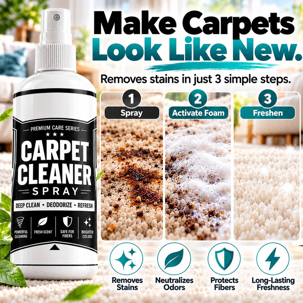 🧼✨ Deep clean carpet spray – lifts tough stains, neutralizes odors instantly!