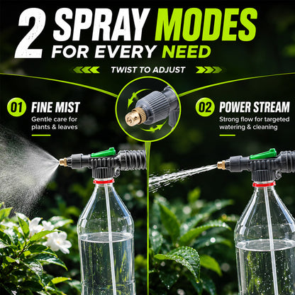 🌿50% OFF NOW! Manual Drink Bottle Sprayer with Adjustable Nozzle‑Portable DIY Garden Spray Tool, Fits Standard Plastic Bottles for Plant Watering, Fertilizing & Pest Control