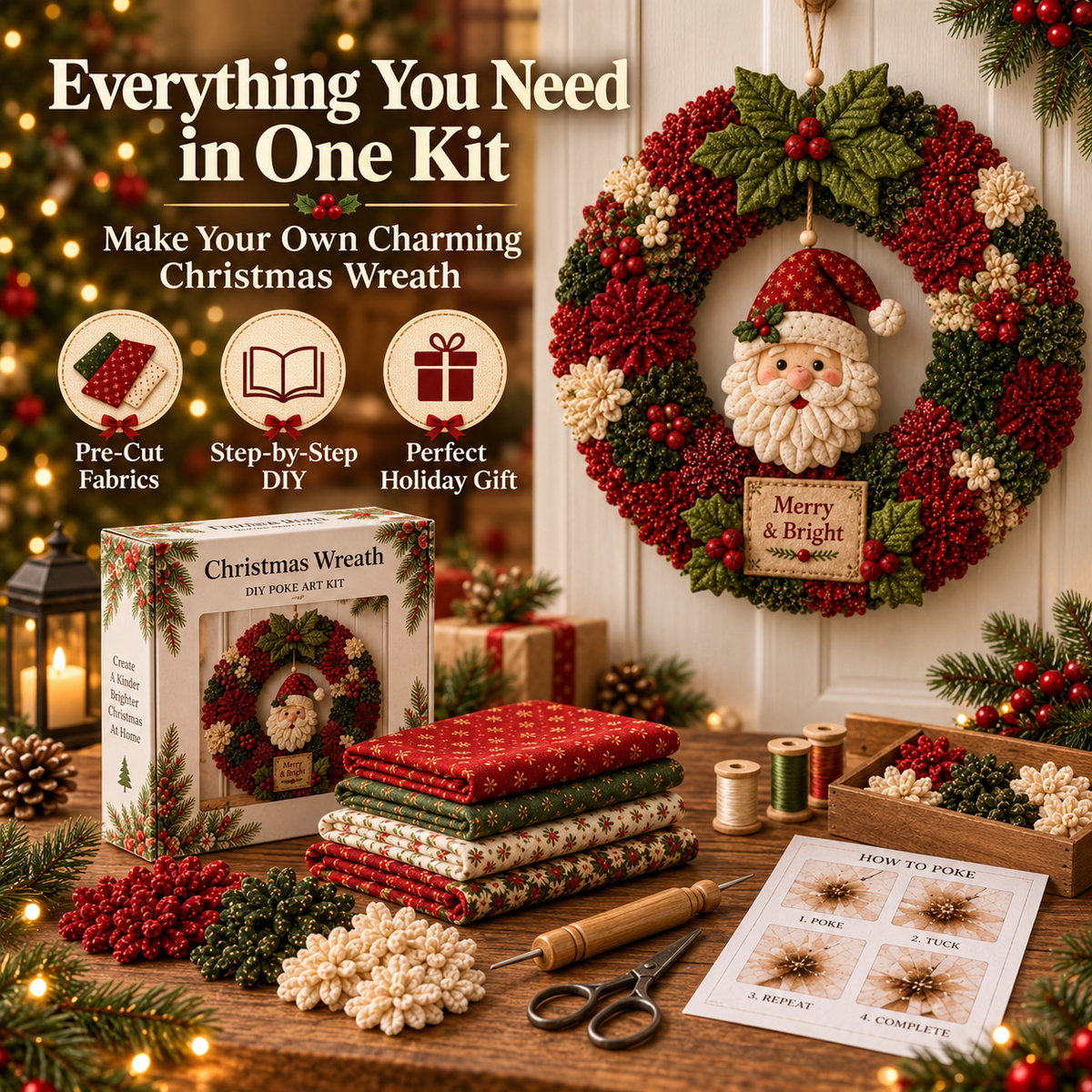 🔥49% Off Last Day -🎄 3D Fabric Poke Wreath DIY Kit