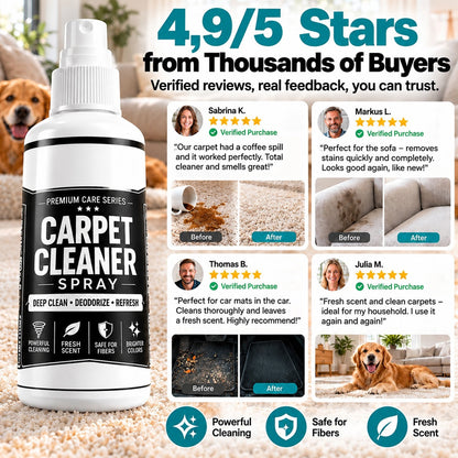 🧼✨ Deep clean carpet spray – lifts tough stains, neutralizes odors instantly!