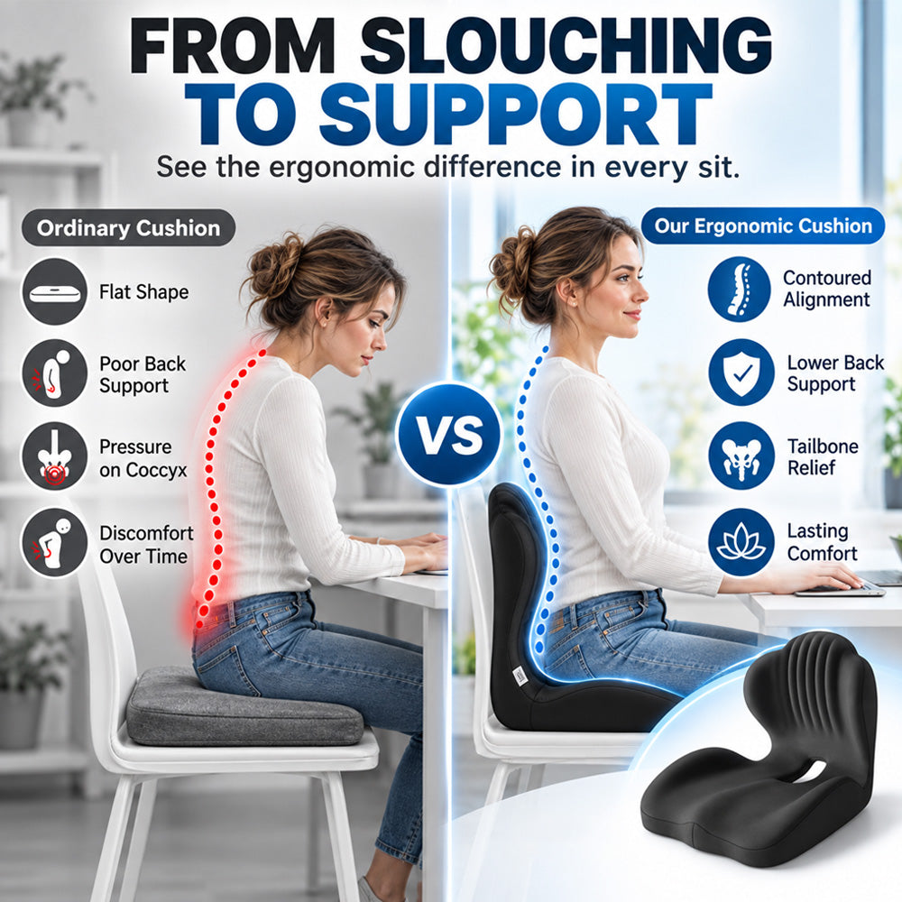 🪑 56% OFF NOW! ✨ Ergonomic memory foam seat cushion with back support – comfortable & supportive for home, office, and car 💺🛡️