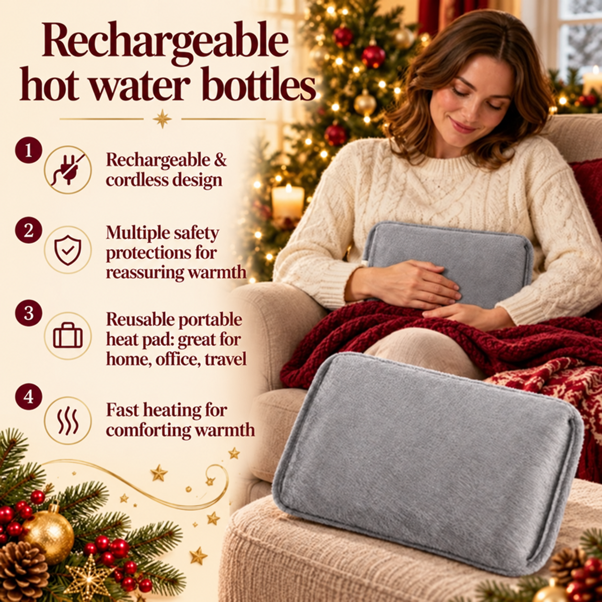 🎄Christmas Sale! LAST DAY ONLY! ⏰Rechargeable hot water bottles, heat packs, explosion-proof heat pads
