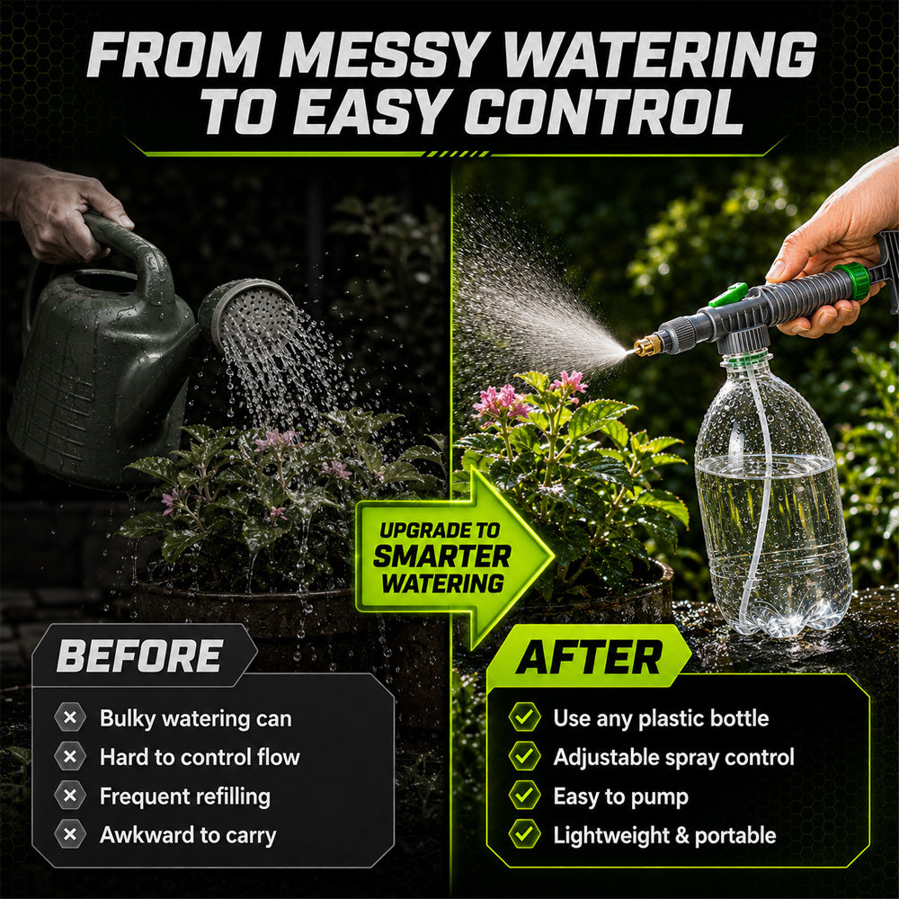 🌿50% OFF NOW! Manual Drink Bottle Sprayer with Adjustable Nozzle‑Portable DIY Garden Spray Tool, Fits Standard Plastic Bottles for Plant Watering, Fertilizing & Pest Control