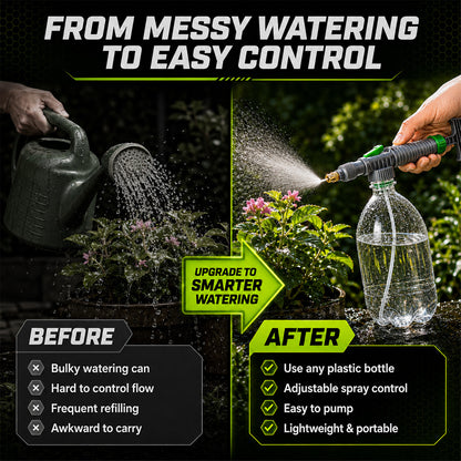 🌿50% OFF NOW! Manual Drink Bottle Sprayer with Adjustable Nozzle‑Portable DIY Garden Spray Tool, Fits Standard Plastic Bottles for Plant Watering, Fertilizing & Pest Control