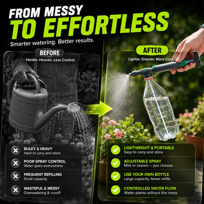 🌿50% OFF NOW! Manual Drink Bottle Sprayer with Adjustable Nozzle‑Portable DIY Garden Spray Tool, Fits Standard Plastic Bottles for Plant Watering, Fertilizing & Pest Control