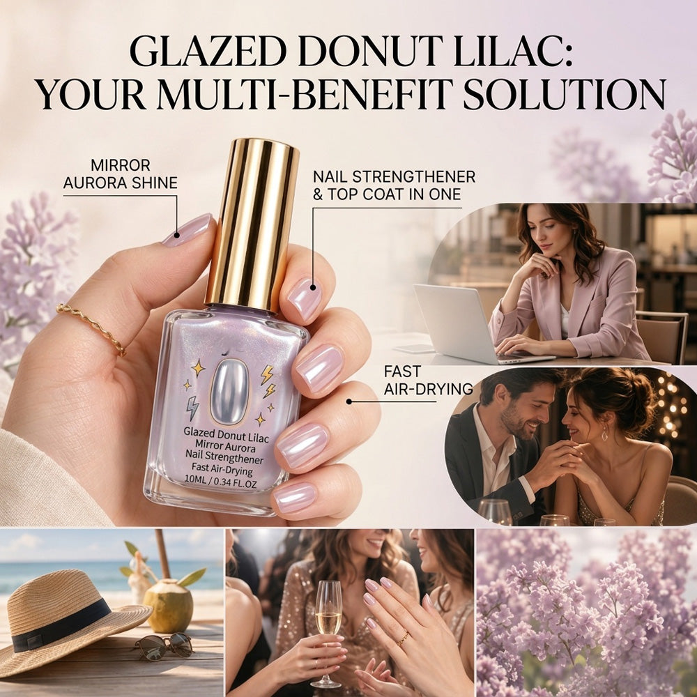 📢📢37% OFF !! ⏰Lilac Glossy Mirror Nail Strengthener