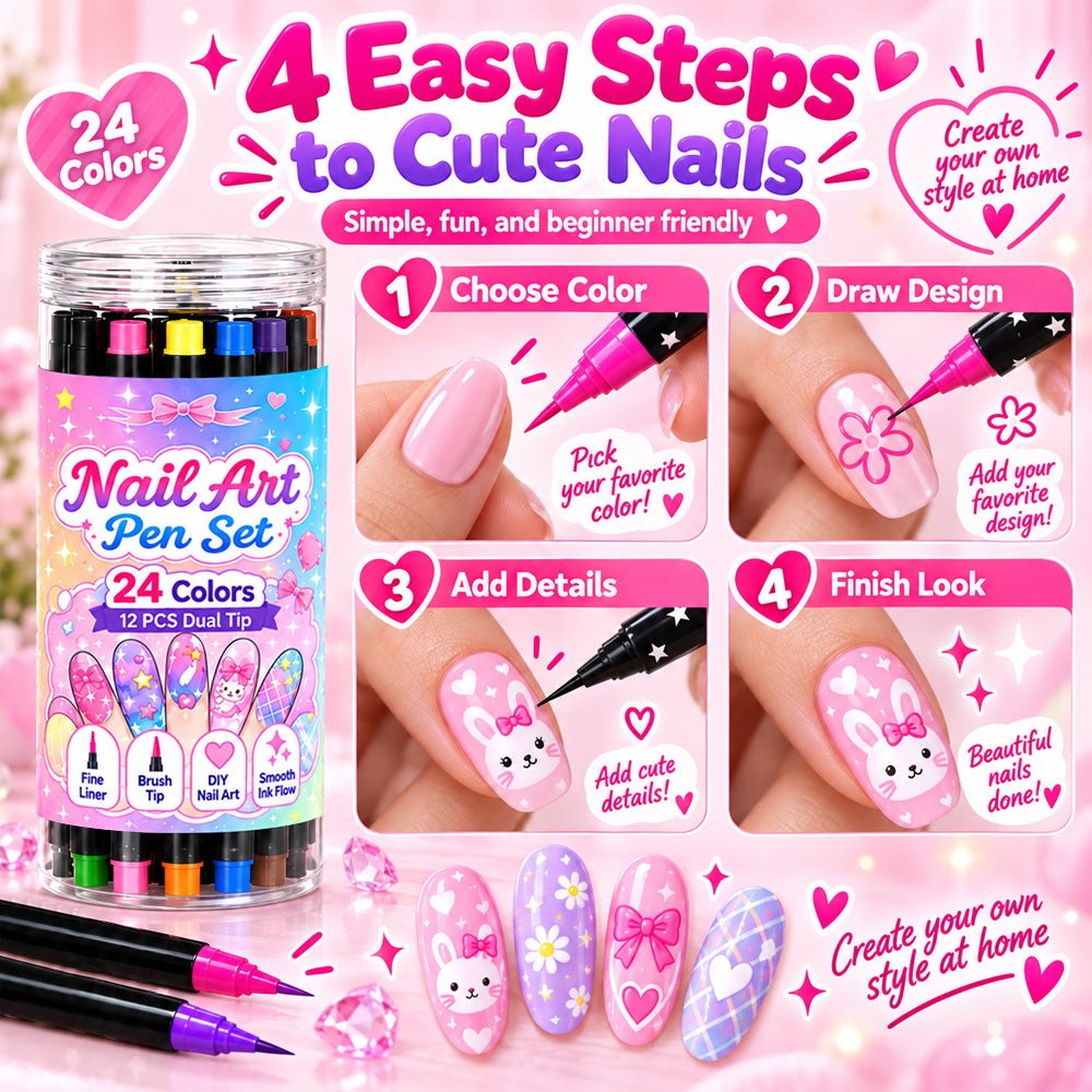 💅 LIMITED‑TIME 50% OFF! 💥 24 Colors Dual Ended Nail Art Pens Set – Creative, Salon‑Quality, Easy DIY ✨