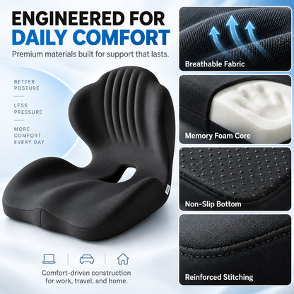 🪑 56% OFF NOW! ✨ Ergonomic memory foam seat cushion with back support – comfortable & supportive for home, office, and car 💺🛡️