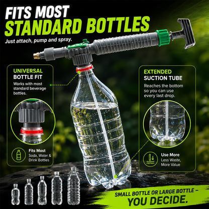 🌿50% OFF NOW! Manual Drink Bottle Sprayer with Adjustable Nozzle‑Portable DIY Garden Spray Tool, Fits Standard Plastic Bottles for Plant Watering, Fertilizing & Pest Control