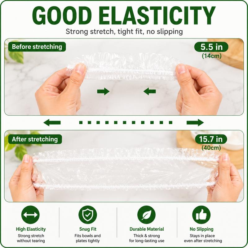 ❄️ 100 Stück Frischhaltehauben, Elastische Abdeckungen für Schüsseln & Teller, Alternative zu Frischhaltefolie, für Lebensmittel & Reste
