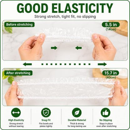 ❄️ 100 Stück Frischhaltehauben, Elastische Abdeckungen für Schüsseln & Teller, Alternative zu Frischhaltefolie, für Lebensmittel & Reste