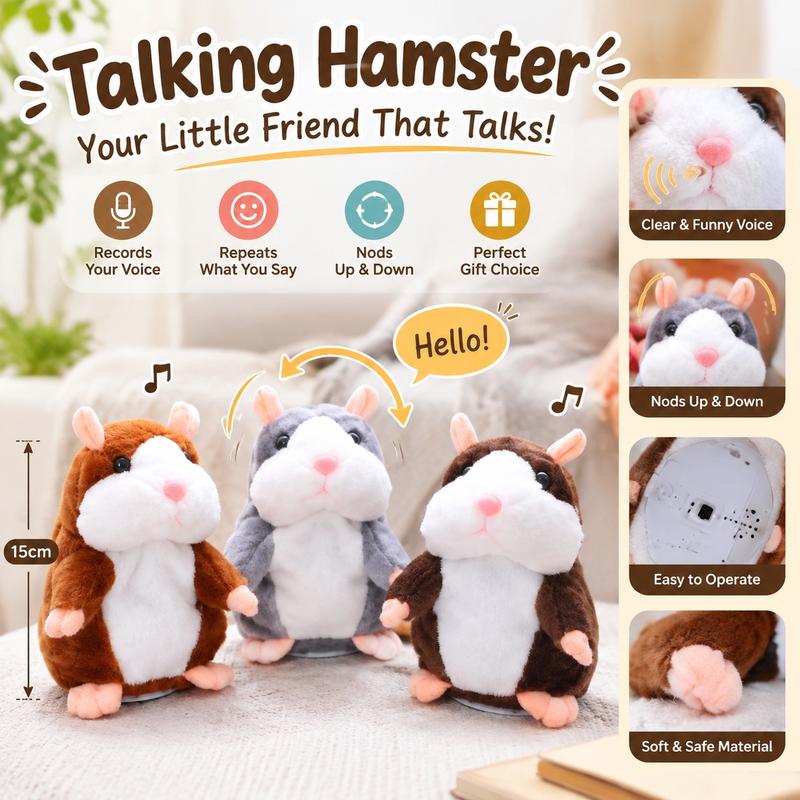 🐹🐹Black Friday Deal 🔥 ✨Talking Hamster Plush – repeats whatever you say, auto head-shaking, hilarious fun for kids & adults.🎁