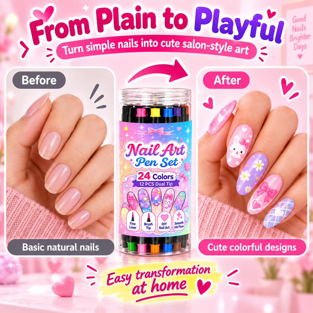 💅 LIMITED‑TIME 50% OFF! 💥 24 Colors Dual Ended Nail Art Pens Set – Creative, Salon‑Quality, Easy DIY ✨