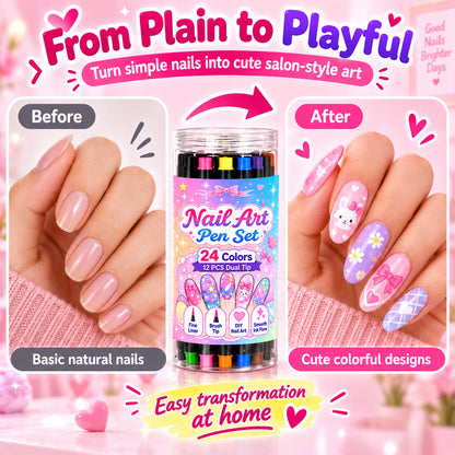 💅 LIMITED‑TIME 50% OFF! 💥 24 Colors Dual Ended Nail Art Pens Set – Creative, Salon‑Quality, Easy DIY ✨
