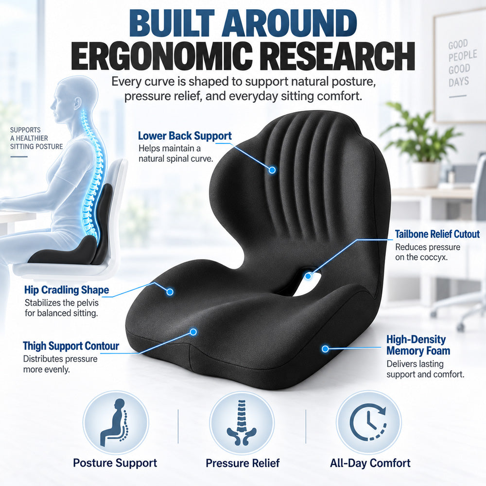 🪑 50% OFF NOW! ✨ Ergonomic memory foam seat cushion with back support – comfortable & supportive for home, office, and car 💺🛡️