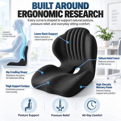🪑 50% OFF NOW! ✨ Ergonomic memory foam seat cushion with back support – comfortable & supportive for home, office, and car 💺🛡️