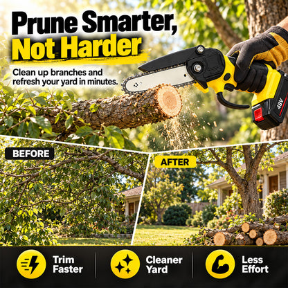 🪚🌳6-inch Cordless Mini Chainsaw with 2 Batteries🪵