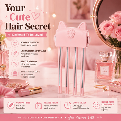 💇 Wireless Heated Volumizing Root Lift Clip, Portable Travel Hair Styling Tool for Flat Fine Hair