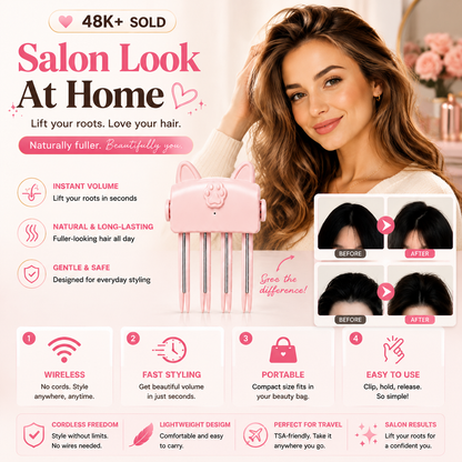 💇 Wireless Heated Volumizing Root Lift Clip, Portable Travel Hair Styling Tool for Flat Fine Hair