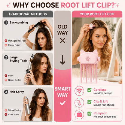 💇 Wireless Heated Volumizing Root Lift Clip, Portable Travel Hair Styling Tool for Flat Fine Hair
