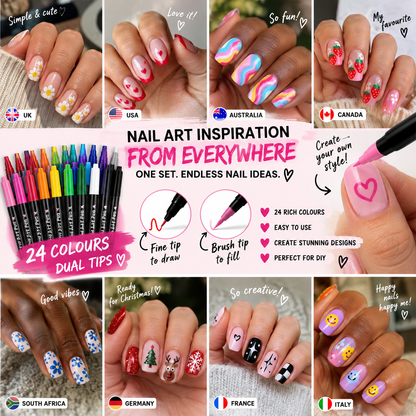 💅 LIMITED‑TIME 50% OFF! 💥 24 Colors Dual Ended Nail Art Pens Set – Creative, Salon‑Quality, Easy DIY ✨