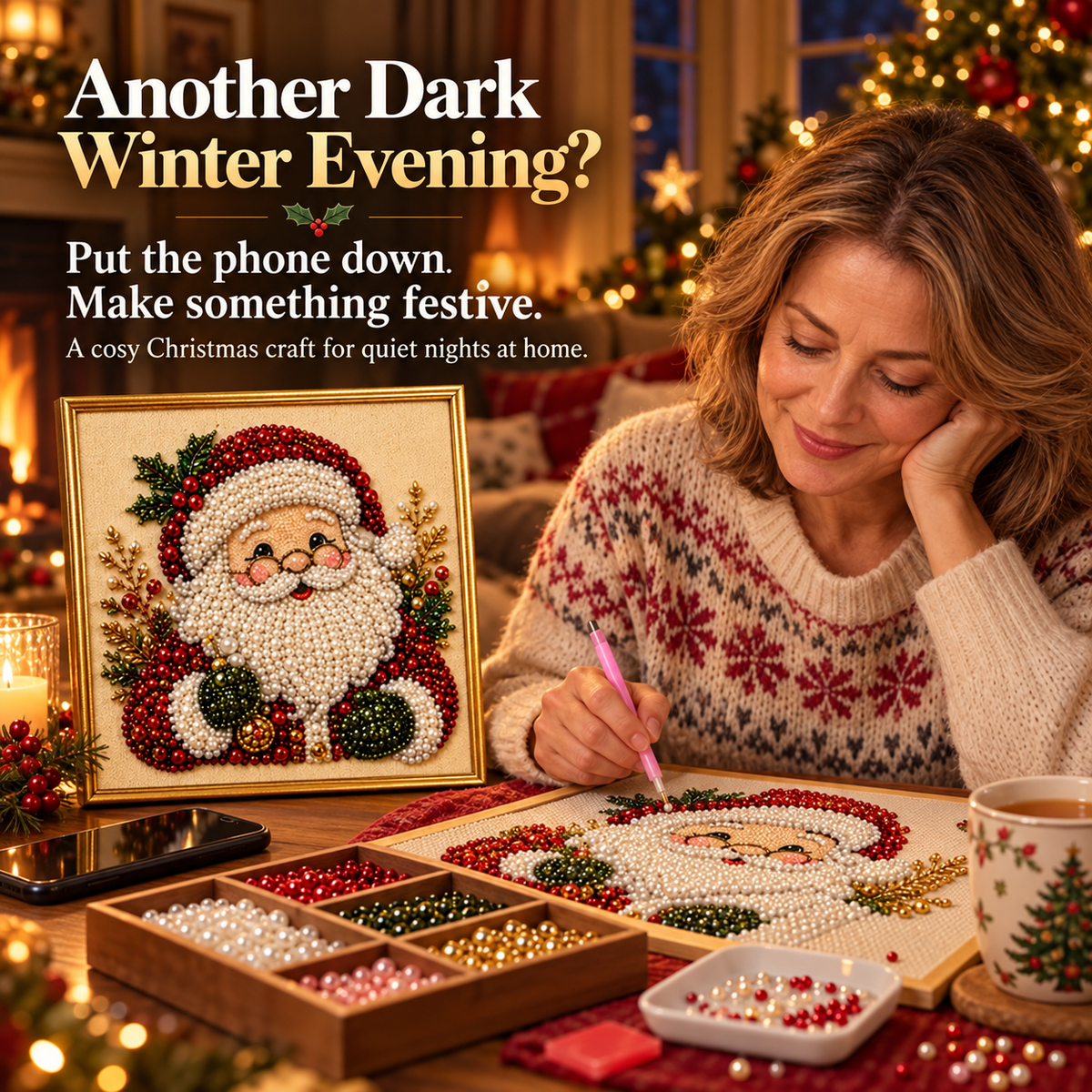 ⏳🎁💎DIY Christmas Pearl Diamond Art Kit🎨Relaxing & Beginner-Friendly🧘