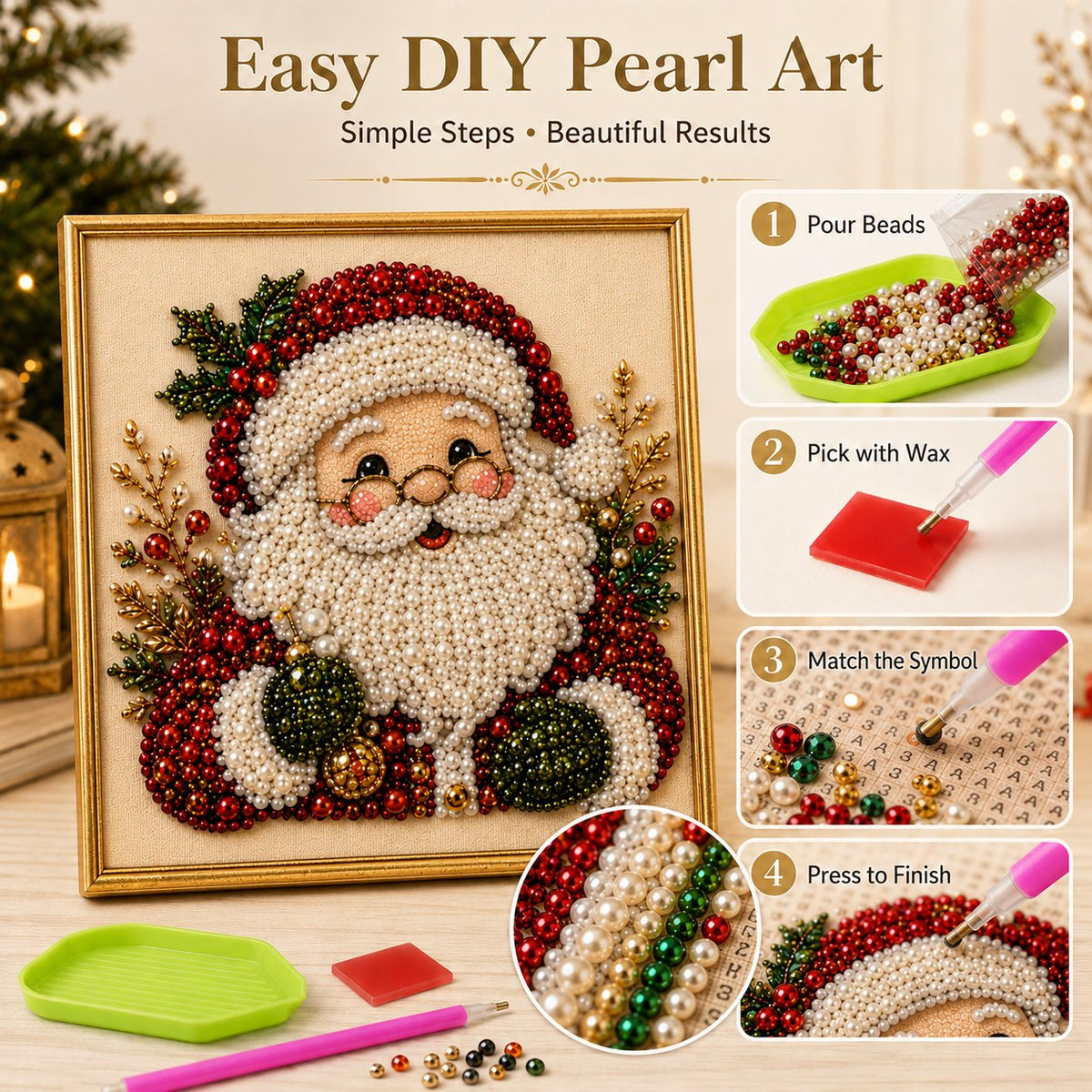 ⏳🎁💎DIY Christmas Pearl Diamond Art Kit🎨Relaxing & Beginner-Friendly🧘