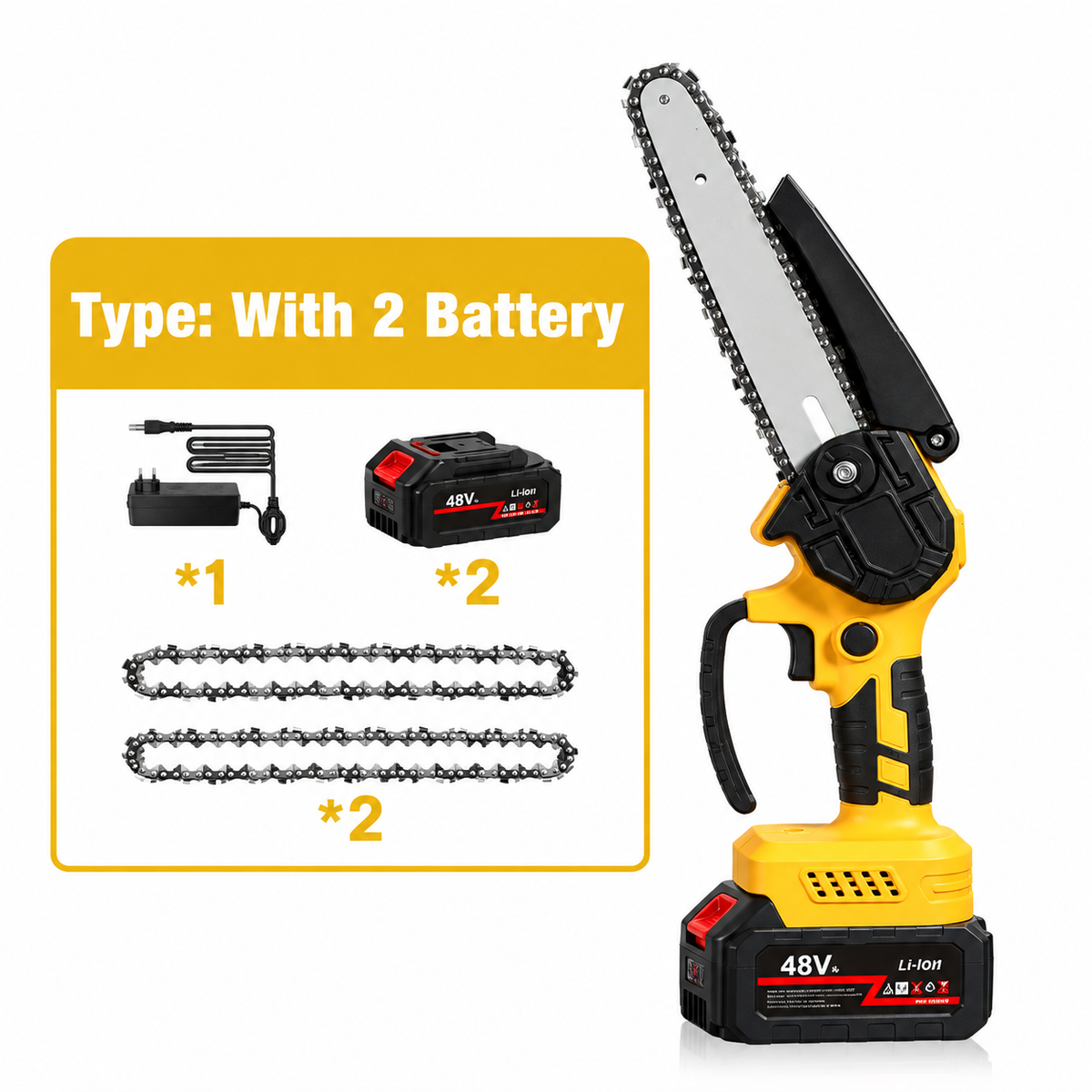🪚🌳6-inch Cordless Mini Chainsaw with 2 Batteries🪵