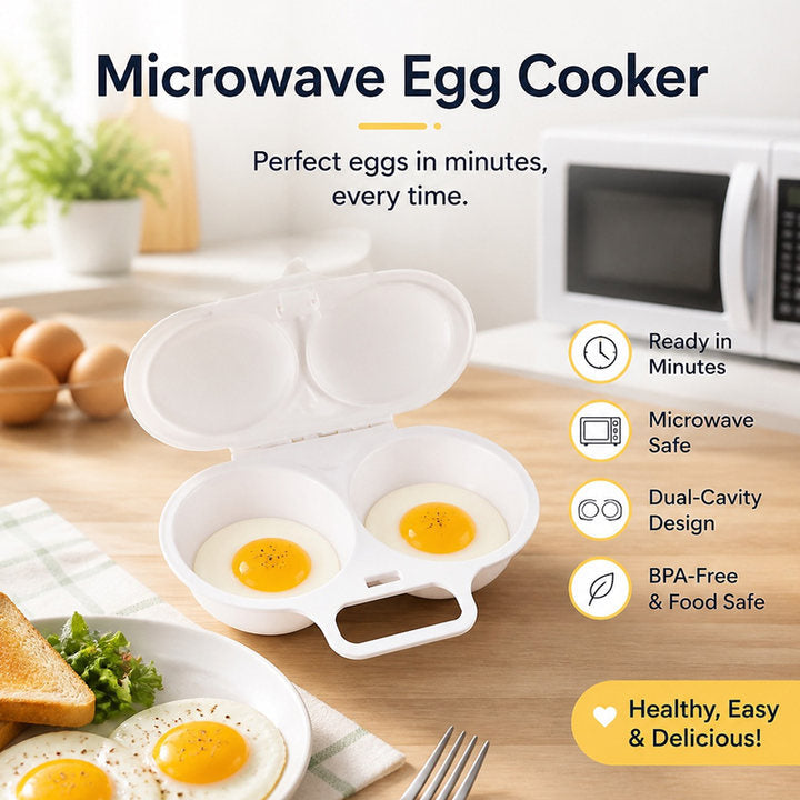 🥚 50% OFF NOW! ⏱️ Microwave Egg Cooker – Perfect poached eggs in 2 mins, no oil & splash-proof – Quick, healthy & mess-free breakfast 🌿